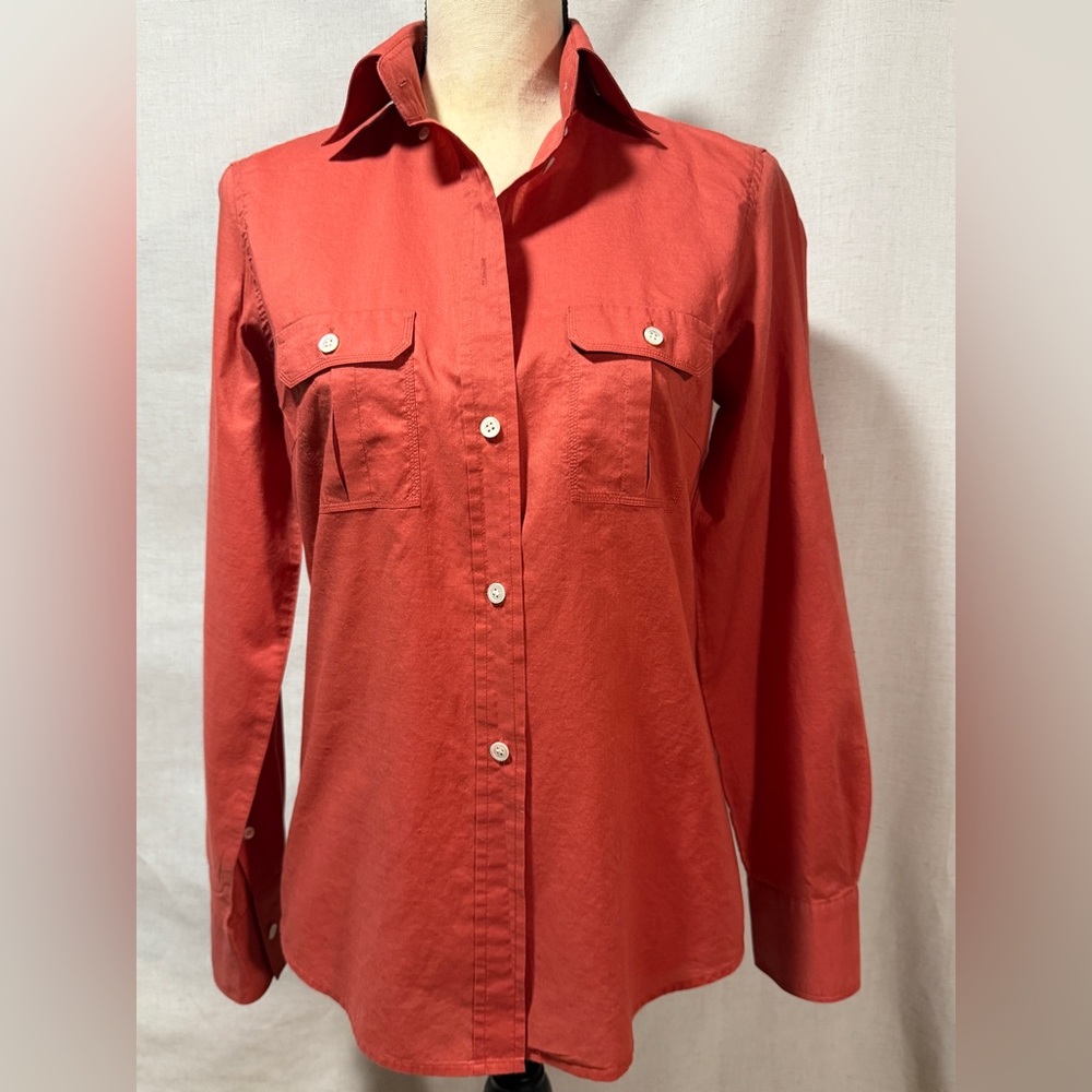 J. Crew Women's Red Orange Button-Down Shirt, Size M